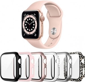 Vemosun 6 Pack case for Apple Watch Series SE/6/5/4 40mm Screen Protector with Tempered Glass, Hard PC HD Full Cover Protective iwatch.